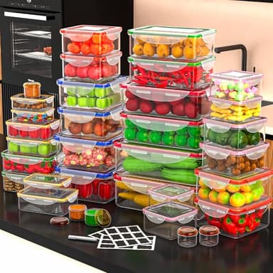 70 Pcs Large Food Storage Containers with Lids Airtight-2500ML to Small Box,Total 22812 ML Stackable Kitchen Bowls Set(35 Containers,35 Lids)-BPA Free Leak proof Plastic Boxes-Microwave safe - Image 3