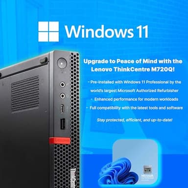 Lenovo M720Q ThinkCentre Mini PC | Windows 11 Pro | Intel i5-8400T | 32GB RAM + 1TB NVME | 5G WiFi + BT | Home or Office Micro Desktop Computer (Renewed) - Image 8