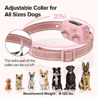 DINJOO Dog Bark Collar for Large Medium Small Dogs,Smart Bark Collar,Rechargeable Anti Barking Training Collar with 8 Adjustable Sensitivity,Bark Collar with Beep (Pink) - Image 9