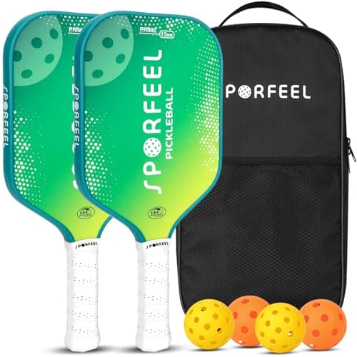 Pickleball Paddles Set of 2, USAPA Approved Fiberglass Pickleball Paddle Sets, 2 Pickleball Rackets with 4 Balls and 1 Bag, Pickleball Set for Men Women Beginners, Suitable to Outdoor Indoor (Green) - Image 1