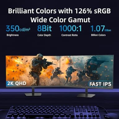 KTC 24 Inch 180Hz Gaming Monitor, 2K QHD Fast IPS PC Gaming Monitor, 1440p 1ms Computer Monitor 144Hz, G-Sync and FreeSync Compatibility, HDR Support, HDMI Displayport, VESA, Q24T09 - Image 4