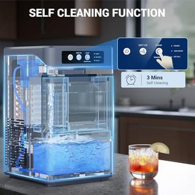 Nugget Ice Maker 43Lbs/24H with 0.8 Gallon Tank,Self-Cleaning Portable Countertop Ice Maker,Soft Chewable Pellet Ice Ready in 5-10min,Stainless Steels Nugget Ice Machine for Kitchens/Home/Office/Bar - Image 4