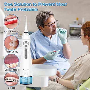 TOVENDOR Electric Water Flosser, Cordless Rechargeable Dental Oral Irrigator IPX7 Waterproof 300ML Travel Water Teeth Cleaner with 5 Tips for Braces Care Teeth Gums Cleaning, Home Office Daily Use - Image 5
