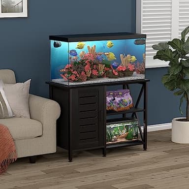 Herture 40-50 Gallon Fish Tank Stand, Aquarium Stand with Cabinet Accessories Storage, Heavy Duty Metal Frame, 40.55" L*18.89" W Tabletop, 850LBS Capacity, Black PG02YGB - Image 3