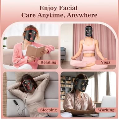 Red Light Therapy for Face, 3 Modes Portable Led Face Mask Light Therapy with Remote, Near-Infrared 850 Red Light Mask with Timing Function, Led Light Therapy at Home 180 LED Beads - Image 7