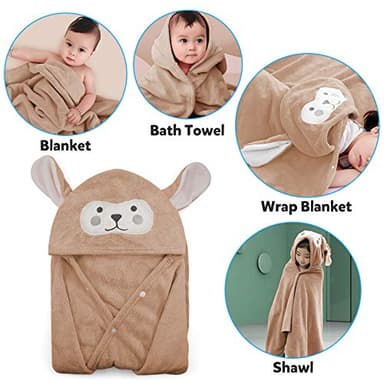 ROMASA Baby Bath Towel Hooded Ultra Soft Towel Highly Absorbent Bathrobe Blanket Toddlers Shower Gifts for Boys Girls-27.5" x 55" (Kaqi) - Image 6