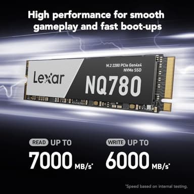 Lexar 4TB NQ780 SSD PCIe Gen4 NVMe M.2 2280 Internal Solid State Drive, Up to 7000/6000 MB/s Read/Write, Compatible with PS5, for Gamers and Creators (LNQ780X004T-RNNNU) - Image 2