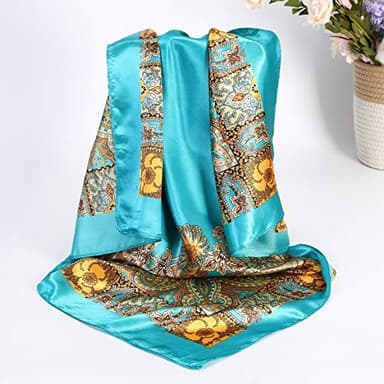 AWAYTR Satin Large Square Head Scarves - 4PCS Silk Like Neck Scarf Lightweight Hair Sleeping Wraps for Women (Cashew(Black/Blue/Camel/Beige)) - Image 3