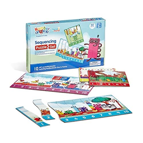 hand2mind Numberblocks Sequencing Puzzle Set, ﻿Sequence Cards, Matching Game, Math Toys, Toddler Educational Toys, Preschool Learning Activities, Kids Birthday Gifts, Easter Basket Stuffers for Kids - Image 1