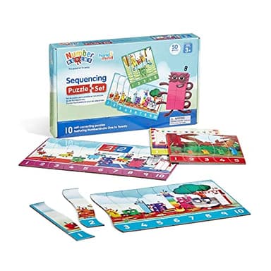 hand2mind Numberblocks Sequencing Puzzle Set, ﻿Sequence Cards, Matching Game, Math Toys, Toddler Educational Toys, Preschool Learning Activities, Kids Birthday Gifts, Easter Basket Stuffers for Kids - Image 1