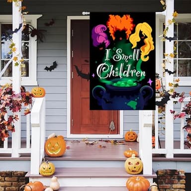 Halloween Garden Flag, I Smell Children Garden Flag, Hocus Pocus Witch Flag for Outside,Burlap Yard Flag 12x18 Double Side for Halloween Outdoor Decorations - Image 3