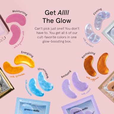 grace & stella Under Eye Mask Variety Pack - 18 Pairs of Under Eye Patches for Dark Circles - With 6 Colors (3 Pairs/Color) - Gel Masks Puffy Eyes for Women - Vegan Cruelty Free Bridesmaid Gifts - Image 2