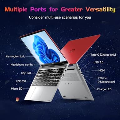 NIMO 15.6 IPS FHD-Laptop, 16GB RAM 1TB SSD Intel Pentium Quad Core N100, Computer with Backlit Keyboard Fingerprint (Beat to i3-1115G4 Up to 3.4GHz) Laptops for Student, Win 11 Red - Image 6