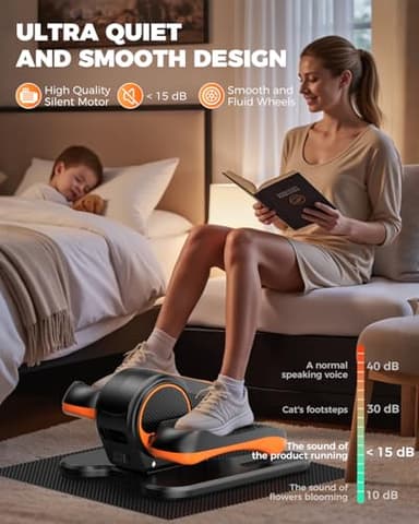 Under Desk Elliptical Machine, Electric Ellipse Leg Exerciser While Sitting for Seniors, Quiet Portable Seated Pedal Exerciser with Remote Control, 12 Adjustable Speeds for Home Office - Image 3