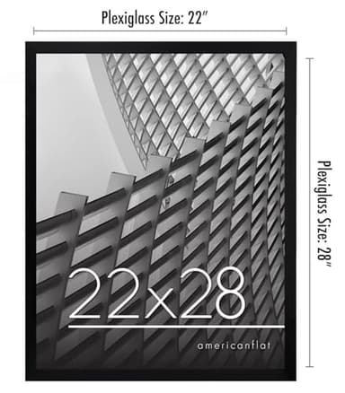 Americanflat 22x28 Poster Frame with Polished Plexiglass - Streamline Collection - Thin Border Picture Frame for Wall Display - Hanging Hardware Included - Black - Image 2