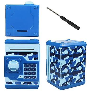 HUSAN Piggy Banks for Kids, Electronic Password Code Money Banks ATM Banks Box Coin Bank for Children Boys and Girls (Camouflage Blue) - Image 5