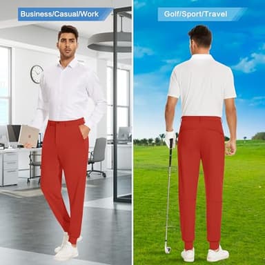 JWM Men's Stretch Golf Joggers Pants with Belt Loops - 29" Slim Fit Tapered Casual Business Travel Dress Work Sweatpants - Image 4