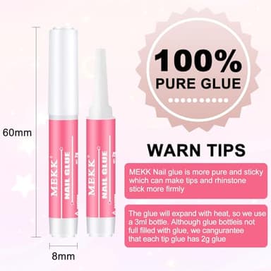 MEKK Nail Glue,Super Strong & Long-Lasting Nail Glue for Acrylic Nails,Press Ons & Nails Tips,Professional Adhesive for Nail Art Supplies,0.07OZ/PCS (12PCS) - Image 2