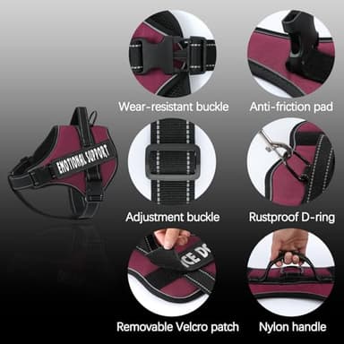 VOOPET Emotional Support Dog Harness, Professional Service Dog Vest for Medium Dogs, Reflective, Breathable, Adjustable, No Pull/Choke, ESA Essential Harness - Image 2