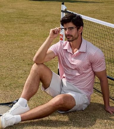 Lexiart Mens Golf Shirt Short Sleeve Dry Fit Print Moisture Wicking Performance Patterns Collared Polo Shirt with Pocket Pink - Image 5