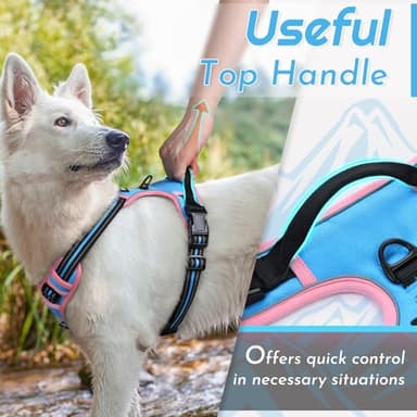 Eagloo Dog Harness for Large Dogs, No Pull Service Vest with Reflective Strips and Control Handle, Adjustable and Comfortable for Walking, No Choke Pet Harness with 2 Metal Rings, Pink & Blue, XL - Image 4