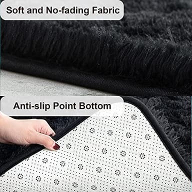 TWINNIS Super Soft Shaggy Rugs Fluffy Carpets, 8x10 Feet, Indoor Modern Plush Area Rugs for Living Room Bedroom Kids Room Nursery Home Decor, Upgrade Anti-Skid Rectangular Fuzzy Rug, Black - Image 2