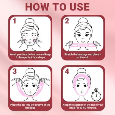 Juskaa Reusable V Line Lifting Mask with Chin Strap for Sleeping,Face Lift Prevent Sagging, Jaw Exerciser,Pink,2X-Large - Image 5