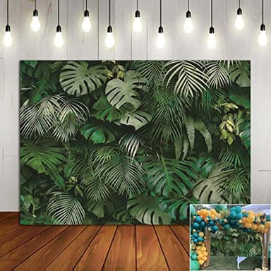 8x6FT Tropical Green Leaves Photography Backdrops Nature Safari Party Decoration Outdoorsy Newborn Baby Shower Backdrop Wedding Bridal Shower Birthday Photo Background Studio Props Booth Vinyl - Image 2