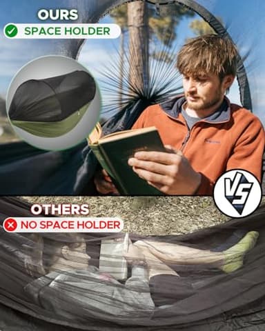 Sunyear Camping Hammock with Net - Double&Single Hammock with House-Like Net- Easy Setup & Pack, Lightweight & Portable, Perfect for Hiking, Backpacking, Outdoor Sleeping - Image 3