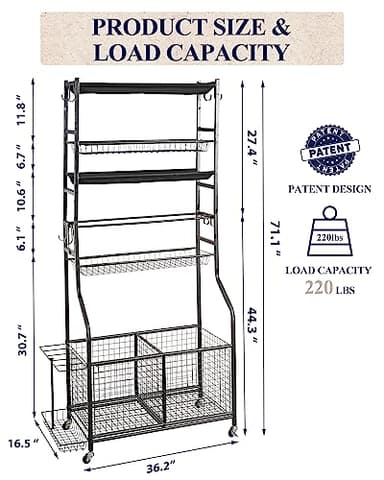 Mythinglogic Garage Sports Equipment Organizer, Ball Storage Extra Large Capacity Six Tier Sports Organizer for Garage, Basketball Rack with Hooks and Baskets for Football, Soccer Ball, Bat, Toys - Image 5