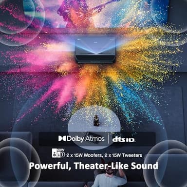 NexiGo Aurora Pro, Ultra Short Throw 4K Tri-Color Laser Projector, 2400 Lumens, Screen Adoption, Dynamic Laser Dimming, Dolby Vision & Atoms, HDR10, HLG, Active 3D, 60W Speakers, UST Laser TV, PJ92 - Image 8