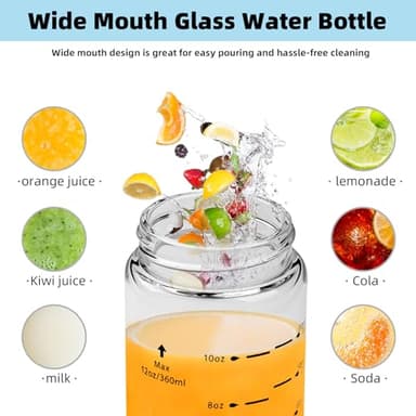 Glass Juice Bottles 4 Pack 16 oz - Wide Mouth Glass Water Bottles with Lids - Borosilicate,Stainless Steel Lids for Juicing, Smoothies, Infused Water, Beverage Storage, Leakproof, Reusable, BPA Free - Image 3