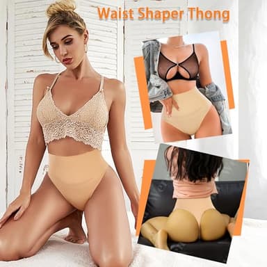 Werena Tummy Control Thong Shapewear for Women Seamless Shaping Thong Panties Body Shaper Underwear(01# Beige-mid Waisted(has Boning),Small) - Image 7