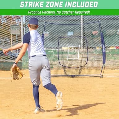 GoSports Team Tone 7 ft x 7 ft Baseball & Softball Practice Hitting & Pitching Net in Team Colors - Navy - Image 4