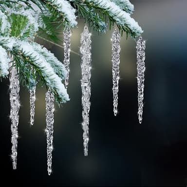 Jishi 24pk Christmas Icicle Ornaments for Christmas Tree Decorations, Hanging Acrylic Crystal Christmas Ornaments 5.1" Clear Plastic Icicles for Christmas Tree, Winter Wonderland Decorations Supplies - Image 4