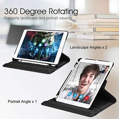 Fintie Rotating Case for iPad 9th Generation (2021) / 8th Generation (2020) / 7th Gen (2019) 10.2 Inch - 360 Degree Rotating Stand Cover with Pencil Holder, Auto Wake Sleep, Black - Image 4