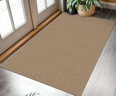 KOZYFLY Boho Rugs for Entryway 3x5 ft Washable Area Rug Non Slip Rubber Backed Entry Rug Woven Indoor Door Mat Cotton Kitchen Rugs Floor Carpet for Entryway, Foyer, Backdoor, Tan/Orange/Brown - Image 8
