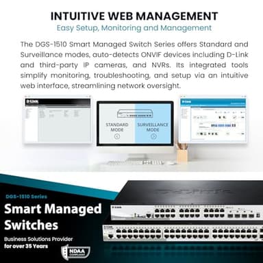 D-Link 20-Port Gigabit Stackable Smart Managed Switch 10G Uplinks | 16 Gigabit + 2 10GbE SFP+ and 2 SFP Ports| L2+/L3 Lite |VLANs |Web Managed |Surveillance Mode| NDAA Compliant (DGS-1510-20) - Image 6