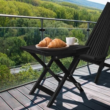 Melino Wooden Folding Outdoor Side Table, FSC Certified Acacia Weatherproof Side Tables, Wood Folding Small Table for Outdoor, Patio, Porch, Pool, Backyard, Garden, Balcony and Deck - Black - Image 6