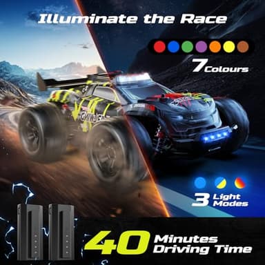 DEERC 1/14 Fast Brushless RC Car for Adults, 43 MPH High Speed 4x4 Off-Road RC Truck, Waterproof Monster Truggy, All Terrain Remote Control Drift Car for Boys 8-12, 2 Batteries, 3S Lipo Compatible - Image 5