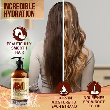 Moroccan Argan Oil Conditioner - Sulfate Free Products for Women and Men - Deep Moisturizing for Dry, Curly, Colored, Damaged Hair - Hydrating Repair, Salon Grade Formula for All Hair Types - Image 4