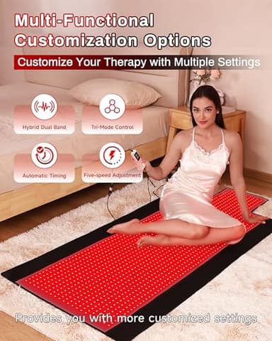 Kaoudt 73"x33" Medical-Grade TPU Red Light Therapy Mat for Full Body Pain Relief, FSA&HSA Eligible Infrared Light Therapy Blanket, 1370LEDs - Image 6