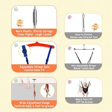 Baby Jumper with a Ceiling Hook for 6-24 Months, Baby Door Jumper for Indoor/Outdoor Play with Adjustable Chain, Baby Doorway Jumper - Image 8