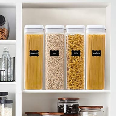 Vtopmart 4 PCS Airtight Food Storage Containers, BPA Free Plastic Spaghetti Pasta Containers with Easy Lock Lids, for Kitchen Pantry Organization and Storage, Include 24 Labels, 1.8L - Image 5