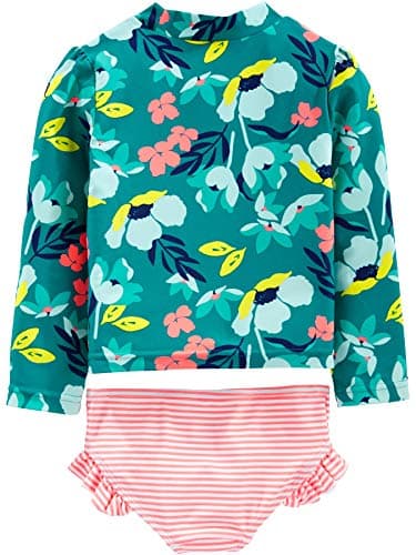 Simple Joys by Carter's Baby Girl's 2-Piece Rashguard Set Swimwear, Floral, 18 Months - Image 2