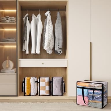 Lifewit 4 Pack Clear Clothes Storage Bags, 40L Plastic Blanket Storage Bag, Vinyl Foldable Moving Bags with Zipper, Closet Organizers and Storage Containers for Bedding, Duvet, Comforter - Image 8