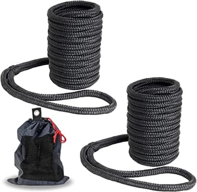 Young Marine Made 1/2 Inch x 25FT Double Braided Nylon Dock Line for Boats with 12 Inch Eyelet, 2 Pack, Black - Image 1