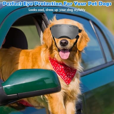 Large Dog Sunglasses Dog Goggles Pet Glasses Pet Eyewear with Adjustable Strap,Glasses for Medium Large Dog Swimming Skating Glasses UV Proof Windproof Dustproof (Black-Gray) - Image 2