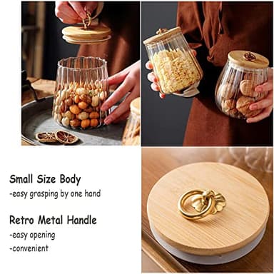FANTESTICRYAN Glass Coffee Nuts Canister Airtight Storage Jar Petal Decorative Container with Bamboo Lid Metal Handle Easy to Grasp 700ml, 23 FL OZ - Image 6