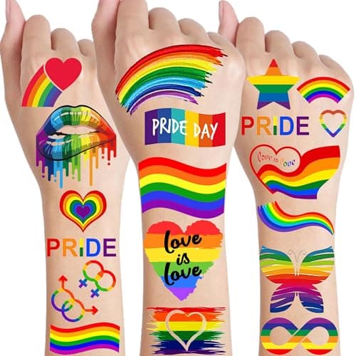139+ PCS Pride Tattoos For Men Adults, Gay Pride Tattoos Face, Pride Day Accessories For Women, LGBT Rainbow Festival Fake Temporary Tattoos Body Stickers Celebrations Party Equality Parades - Image 1
